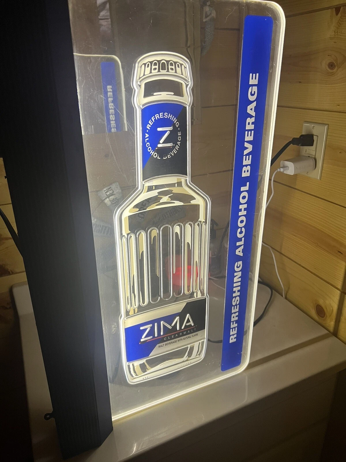 RARE Vintage ZIMA – LIGHT SIGN , See Thru $80- Great for Bar or Man Cave